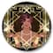 Designart - Retro Women In Golden Art Deco Geometrics I - Modern Metal Circle Wall Art